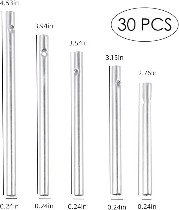 Wind Chime Tubes 30Pcs Wind Chime Kit Wind Chime Parts for DIY Home Garden Outdoor Hanging Decorations 5 Different Length (Wind Chime)