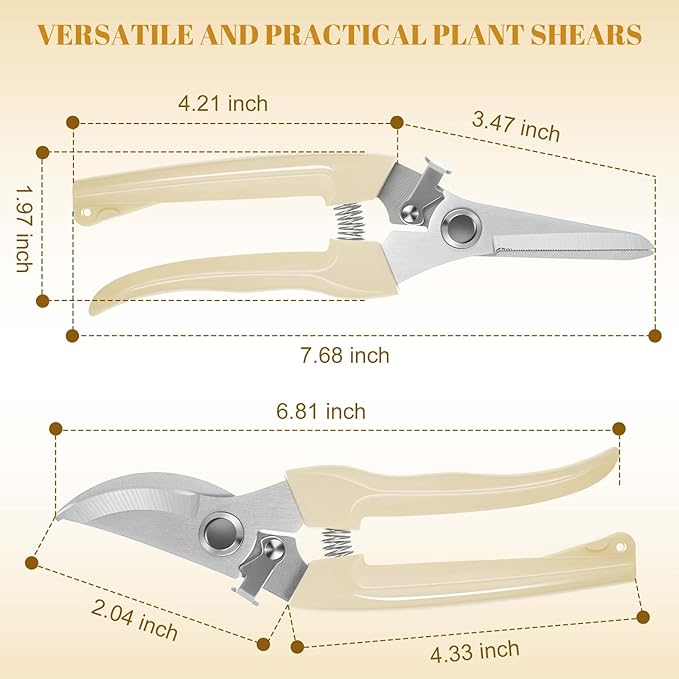 Amylove 24 Pcs Garden Flower Shears Pruning Scissors Valentine Heavy Duty Plant Scissor Garden Clippers Hand Bypass Pruner for Gardening Plants Hedge Tree Cutting Miniature Bonsai Modeling(Beige)