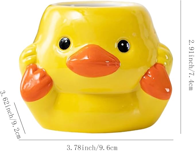 Ceramics Animals Succulent Planters Small Succulent Pots Cute Plant Pots Tabletop Decorations for Indoor Plants Home Office Garden Flower Pot Gifts for Plants Lover (Yellow Duck)