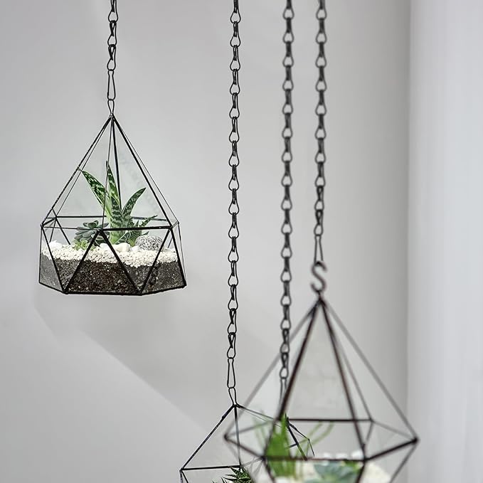 Hotop 12 Set Ceiling Hooks with Hanging Chains for Bird Feeders, Planters, Lanterns, Billboards, Birdbaths, Grow Lights, Chalkboards, Wind Chime and Other Ornaments, Chain Hook DIY (Black)