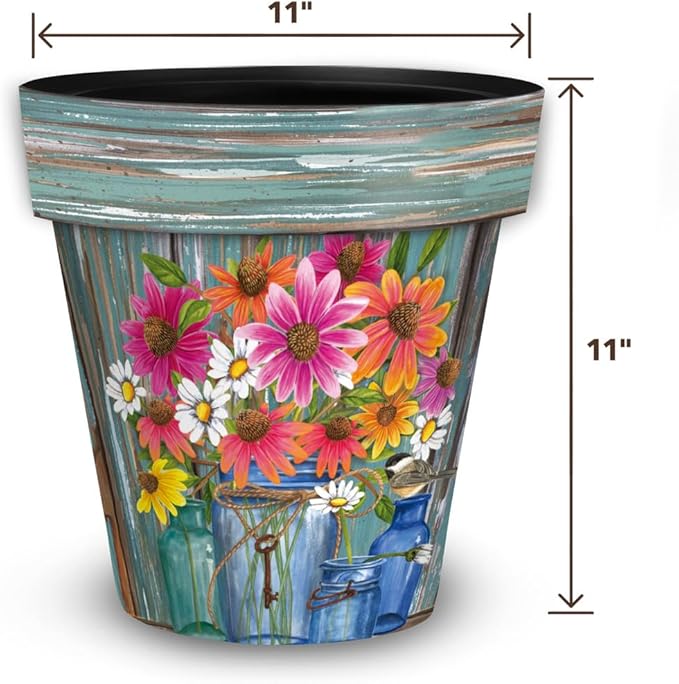 Briarwood Lane Spring Planter 11.75" x 11" x 11" Farm Fresh Flowers Medium for Spring Planter