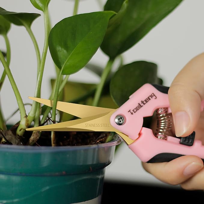 12 Packs Pruning Shears with Curved Blades, Garden Trimming Scissors, Gardening Hand Pruning Snips Titanium Coated Precision Bonsai Pruning Shears, Efficient Flower Cutters (Pink)