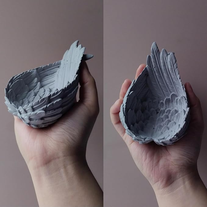 Wing Shape Storage Container Silicone Mold, 3D Feather Candle Vessels Jewelry Holder Resin Concrete Molds, Creative Trinket Jar Display Planter Pot Molds for Epoxy Casting Art Craft Decor