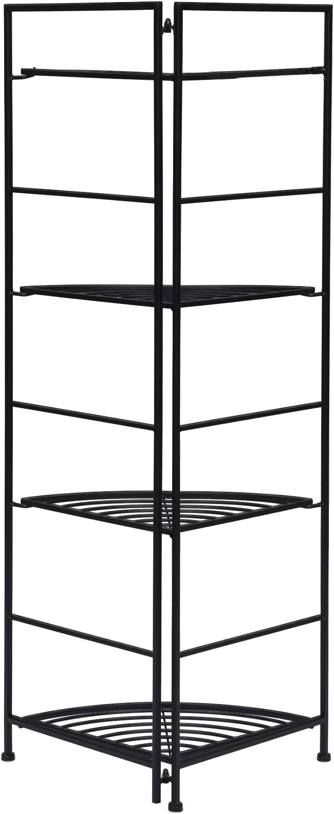 Giantex Folding Metal Plant Rack, 4 Tiers Corner Shelf Plant Stand, Flower Pots Holder Display Rack Storage Shelves for Balcony Patio Living Room