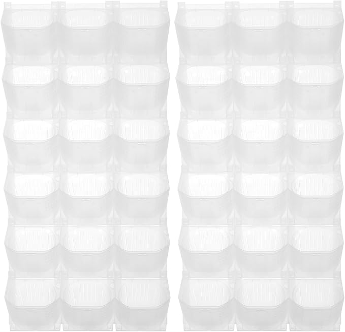 Wall Planter with 36 Pots, Vertical Garden Wall-Mounted Indoor & Outdoor Flower Pot Holder for Herbs, Vegetables, Succulents, Plastic Planter with Drainage Holes (White)