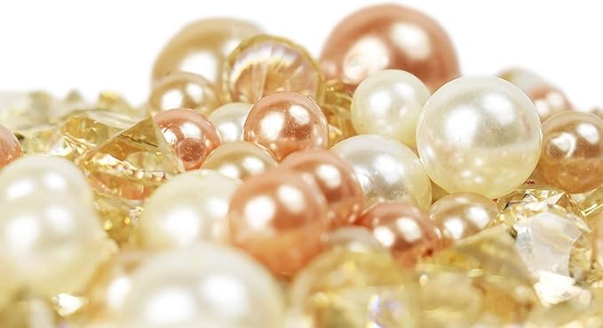 Set of 16oz of Exotic Aquarium and Vase Gems and Pearls - Around 1 Pounds of Gems Perfect for Aquariums, Vase Fillers, Table Scatter, Scrapbooking and Much More