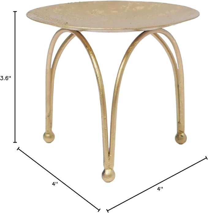 Hosley® Iron Pillar Candle Holders 4 Inch Diameter Tripod Stand Table Centrepiece Perfect for Home Decor, Wedding, Parties, Living Room Pack of 2, Gold
