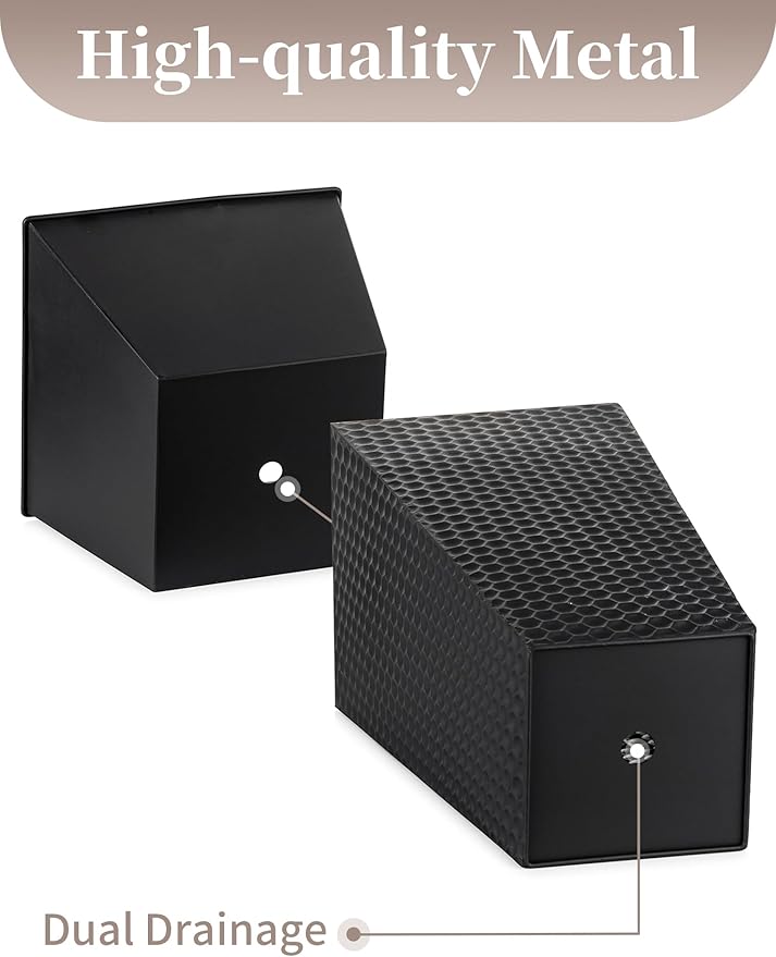Sziqiqi Metal Tall Planter for Outdoor: Set of 2 Honeycomb 21.6in Large Taper Plant Pots with Inner Pots - Black Flower Pot with Drainage Holes for Indoor Outside Front Door Patio Garden Floor