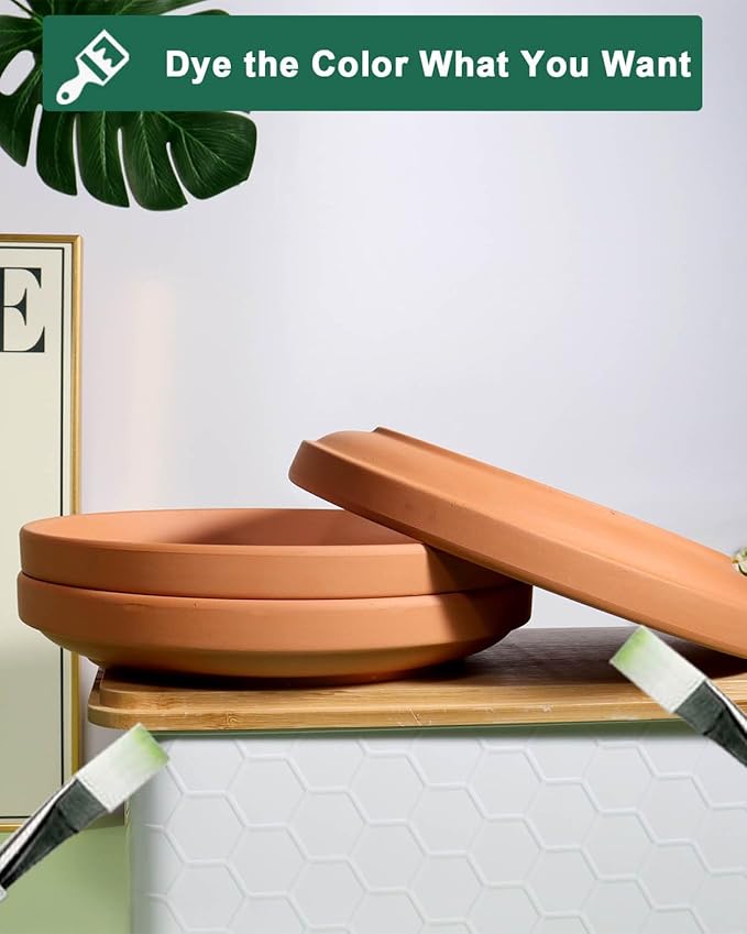 vensovo 9 Inch Terracotta Plant Saucer Pots Tray - 4 Pcs Round Planter Saucers for Indoor & Outdoor Plants, Large Clay Trays Perfect for 8 Inch 8.5 Inch 9 Inch Flower Pot
