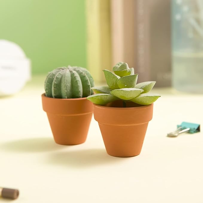 Fcacti 1.5 Inch Terracotta Pots Pack of 100 - Mini Clay Pot with Drainage Hole for Tiny Cactus Herb lithop, Succulent Nursery Pots for Home Garden Table DIY Hand Craft Gift Decoration