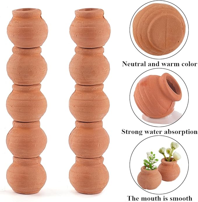 GORGECRAFT 1 Box 10Pcs Miniature Tiny Clay Pots Pottery Planter Mini Flower Terra Cotta Succulent Pots for Fairy Garden DIY Plants Office Desktop Windowsill Decoration Nursery Wedding Favors
