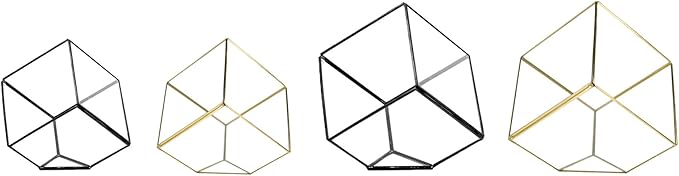 WGV Geometric Planter Terrarium Bulk, Width 11.5" Height 12" Clear Glass Gold Frame DIY Succulent air Plant Miniature Fairy Garden Windowsill Tabletop Decor, Tilted Cube 4 Pieces