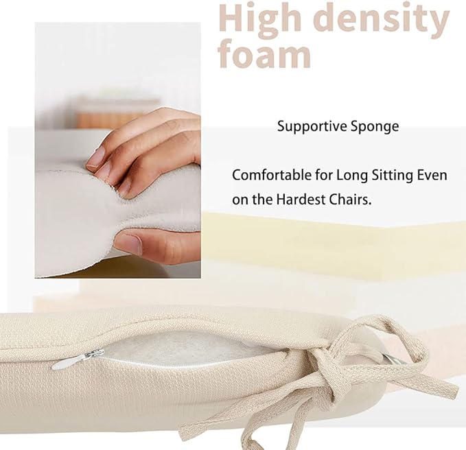 Magpie Fabrics Outdoor/Indoor 17"x16"x2" Chair Cushions with Ties Set of 4, Waterproof All Weather U-Shape Seat Pads Decoration for Patio Garden Furniture Home Office (Olefin Beige)