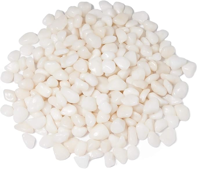 GASPRO 10 lbs White Pebbles for Plants, Vases, and Landscaping in Garden - Highly Polished 3/8" Small Rocks for Indoor and Outdoor Decor (Pack of 2)