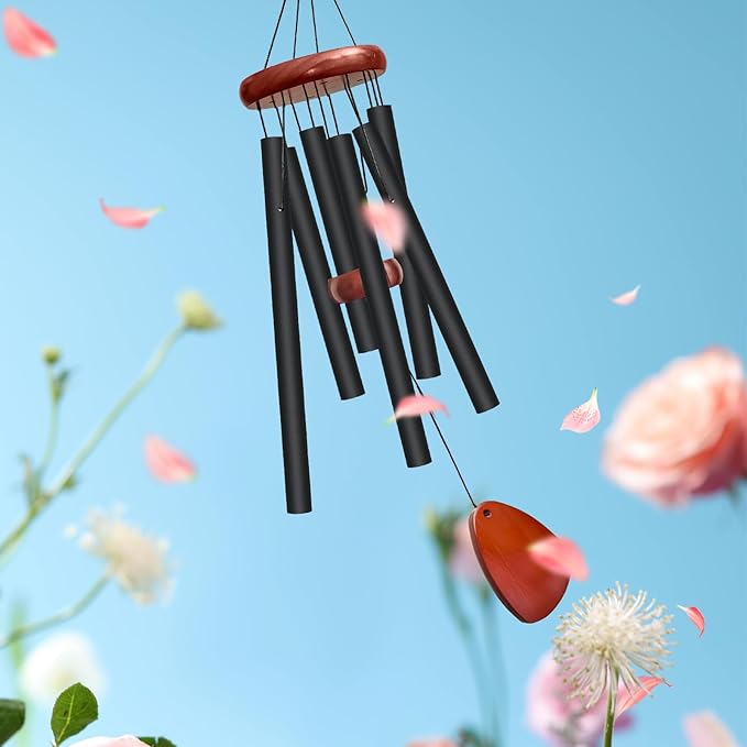 28" Wind Chimes for Outside. Deep Tone Lovely Wind Chimes with 6 Aluminum Tubes Courtyard Decoration. Windchimes Outdoor Create an Enjoyable Atmosphere & Give Mom a Gift