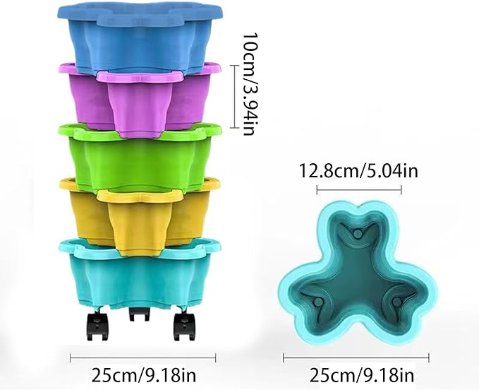 Vertical Planter, Stackable Weatherproof Multi-Tier Stackable Tower Planters, Garden Planters for Strawberry Herb Flower and Vegetable Indoor Outdoor