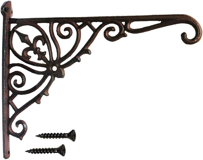 Cast Iron Hanging Plants Bracket, Heavy Duty 12" Indoor Outdoor Durable Wall Planter Hooks for Flower Pots Basket Bird Feeder Wind Chime Lanterms Patio Lawn Garden Hanger Hardware Bracket