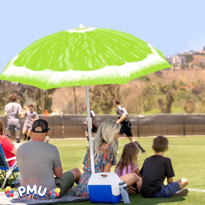 PMU 6.5 ft Beach Umbrella for Sand, Sun Shelter, Outdoor Sunshade Umbrellas for Patio Garden Beach Pool Backyard