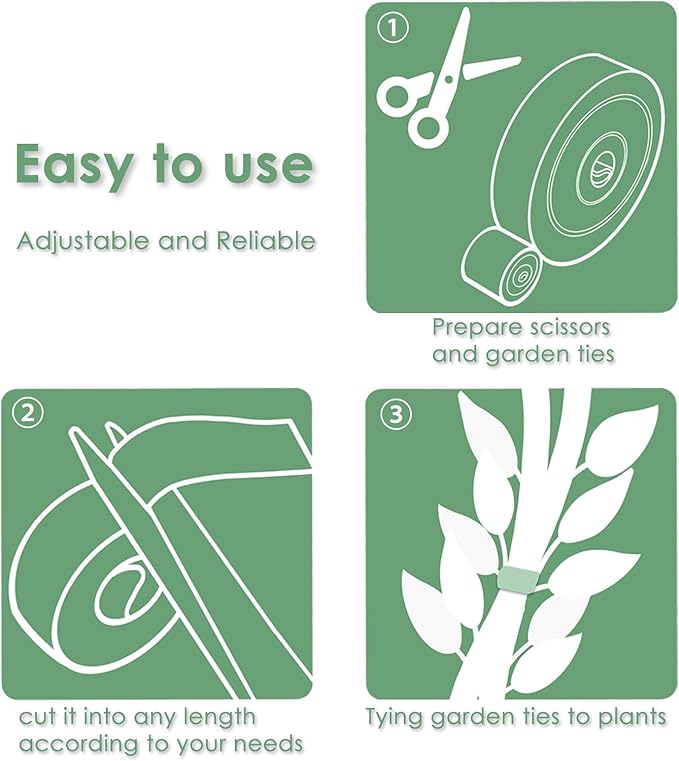 Garden Tie Green Tape, Plant Supports, Gentle On Plants (32.8ft × 0.6 inch, 2 Rolls, Green)