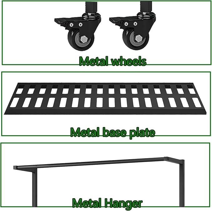 YIZAJIA Plant Stand Indoor 3 Tier Metal Outdoor Tiered Stands Shelf With wheel for Multiple Plants Potted Ladder Plant Holder Table Plant Pot Stand for Window Garden Balcony Living Room (3 Tier-Black with Hanger)
