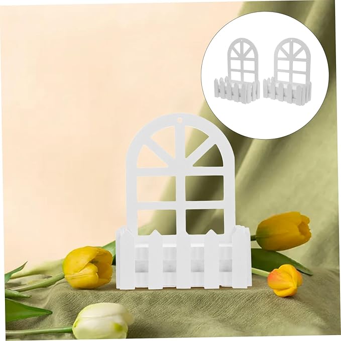 Yardwe 2pcs Wall Mounted Hanging Fence Planter Rustic Floral Decor for Home Office Bedroom and Weddings Year Artificial Flowers for Seasonal Decoration