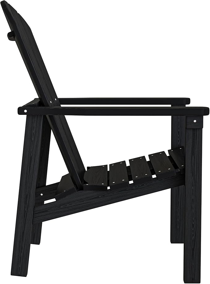 nevilywood Compact Stackable Adirondack Chairs Set of 4, 26.3" Wide HDPE Outdoor Patio Chairs - Durable, Space-Saving Design for Porch, Lawn or Garden, Black