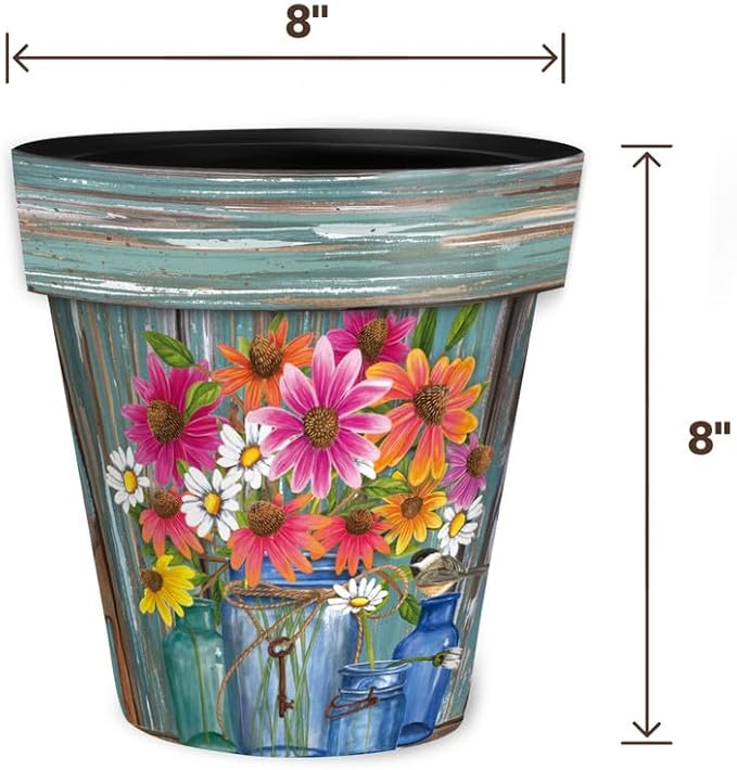 Briarwood Lane Summer Planter 8.5" x 8.5" x 8.5" Farm Fresh Flowers Small for Summer Planter