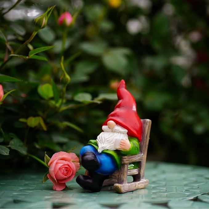 Solar Garden Gnome Statues Miniature Outdoor Christmas Decor Gnome Figurine Lights for Outdoor Home Patio Balcony Yard Lawn for Women Mom Grandma Family Friend 3.66" D x 2.52" W x 4.72" H