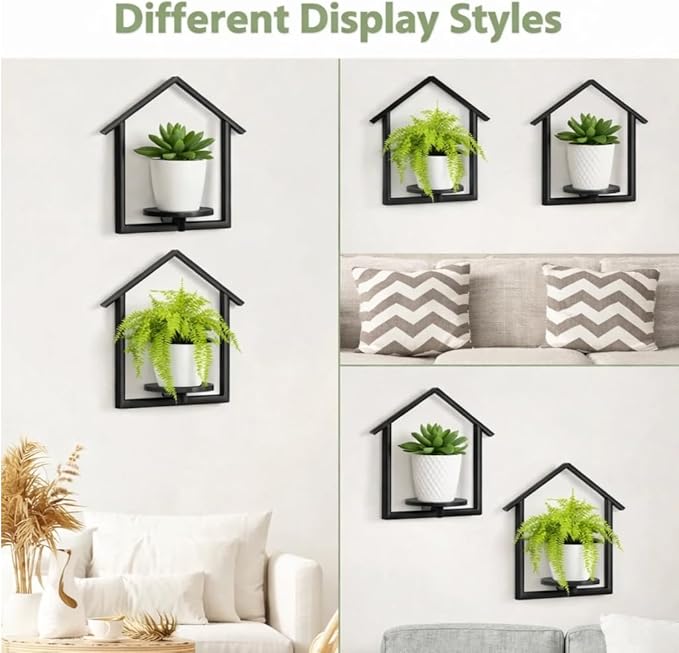 Decorative Wall Plant Frame, House-Shaped Wall-Mounted Plant Hanger for Indoor Decor, Space-Saving Vertical Garden Wall Planter for Apartment & Home, 2 Pack