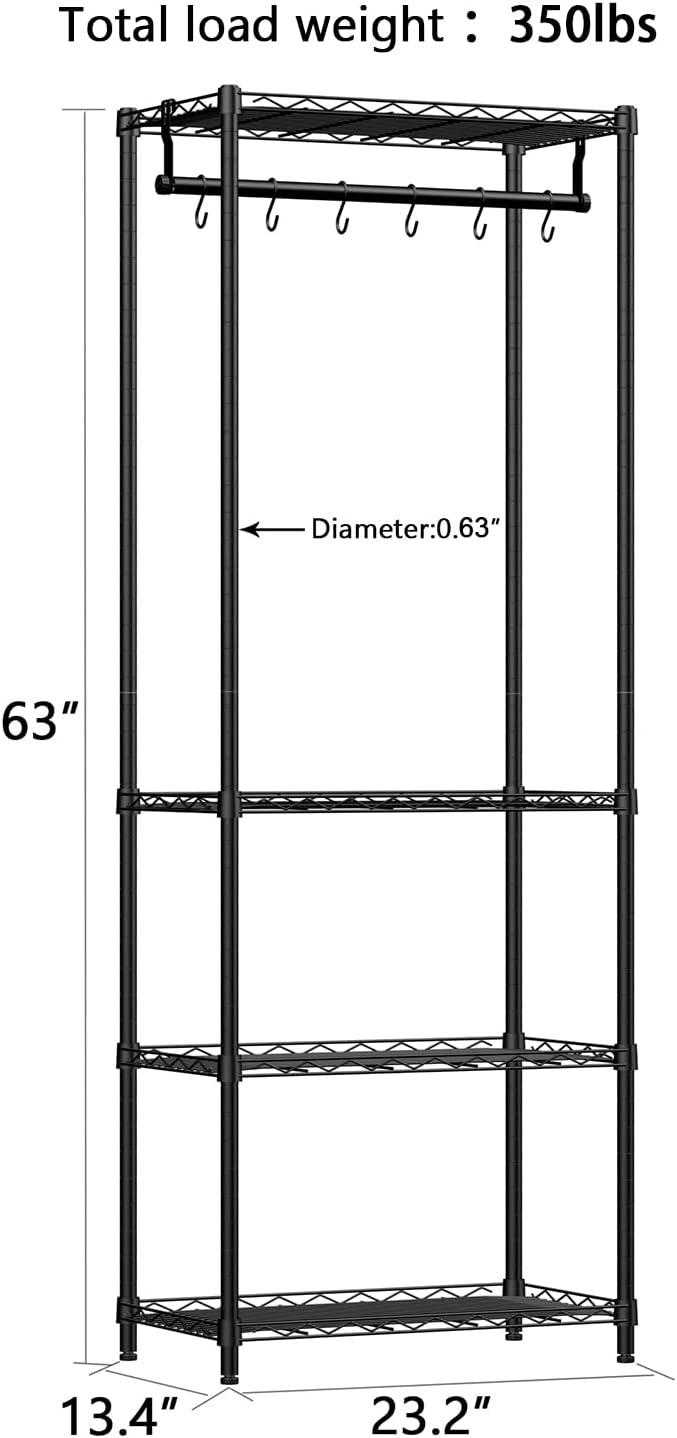 Xiofio 4-Tier Plant Shelf for Indoor Plants Outdoor, Large Multiple Flower Pot Holder Rack,Hanging Plant Stand 6pcs Hooks ,Adjustable Plant Stand Suitable for Bedroom Living Room Balcony Garden,Black