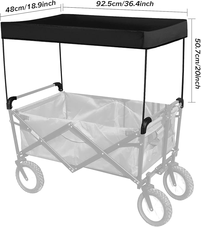 1 PCS Awning Canopy for Garden Wagon Attachment Sun Shade Cover Trolley Cart Accessories Black Outdoor Camping Picnic Equipment