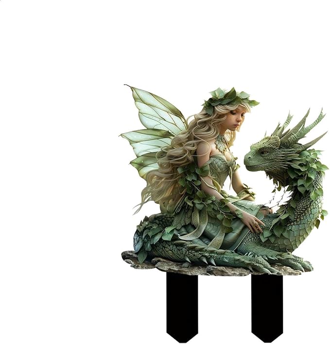 JOYO 11.8''Bohemian Fairy Flower Pot Decoration,2D Acrylic Ground Plug,Fairy Garden Planter Accessories,Fairy Pumpkin Angel Garden Stake for Pot Plants and Garden Yard Lawn Décor (E)