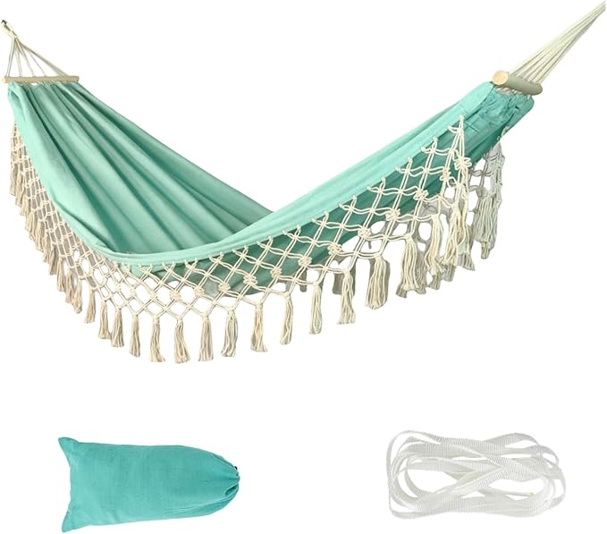 Beautiful Boho Style Hammock,Bohemian Outdoor Portable 1 Person Hammock,for Suitable for Patio, Beach, Garden,Wedding Decor (Gray 79 * 39)