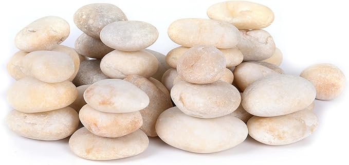 11LB Stones Pebbles River Rocks, 100% Natural Hand-Picked Premium Decorative Pebbles, Ideal for Garden Landscaping, Home Decor, Aquariums, Painting, Crafting and Gifts, Cream White