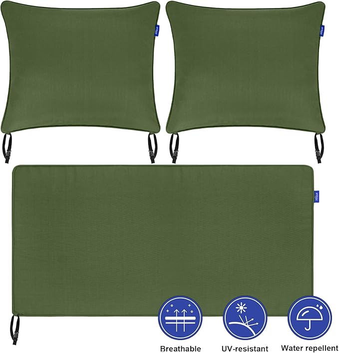 Outdoor Loveseat Cushion Set 44''x24'', Outdoor Cushions for Patio Furniture with Fastness Cover, Water Repellent Outdoor Seat Cushion and Couch Back Cushions for Bench, Swing (Moss Green, 2 Sets)