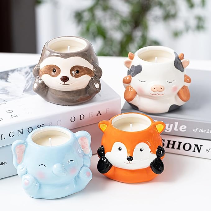 Ceramics Animals Succulent Planters Small Succulent Pots Cute Plant Pots Tabletop Decorations for Indoor Plants Home Office Garden Flower Pot Gifts for Plants Lover (Fox)