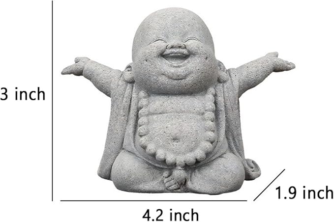 OwMell Japanese Jizo Monk Statue, Buddha Jizo Figurine Memorial Aquarium Statue Ornament - Laughing Buddha