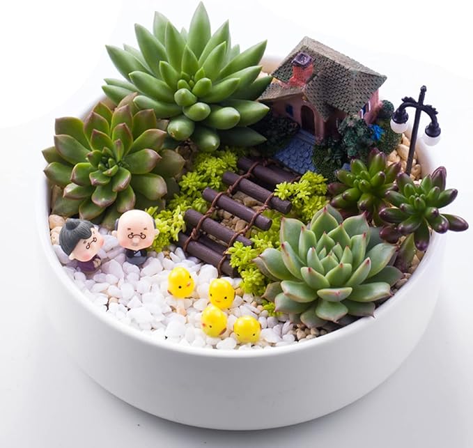 Miniature Fairy Garden Figurines Accessories, Micro Landscape, Plant Pots & Bonsai Craft Decor 2PCS