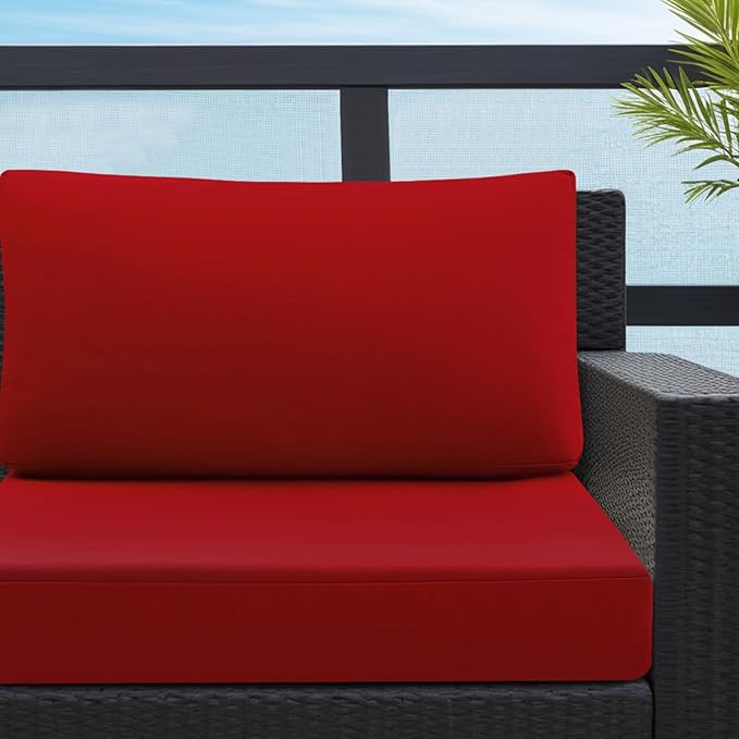 idee-Home Outdoor Cushions for Patio Furniture, Waterproof Outdoor Seat Cushion Hampton Bay Deep Seat Replacement Cushions for Garden, Red