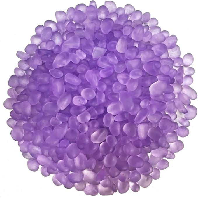 Glass Stones, 0.85LB/385g Aquarium Gravel Rocks, Purple Pebbles for Fish Tank, Sea Glass for Vase Filler Craft