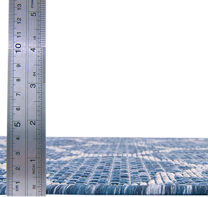 Unique Loom Outdoor Trellis Collection Area Rug - Trellis (Oval 7' 10" x 10' 0", Navy Blue/ Ivory)