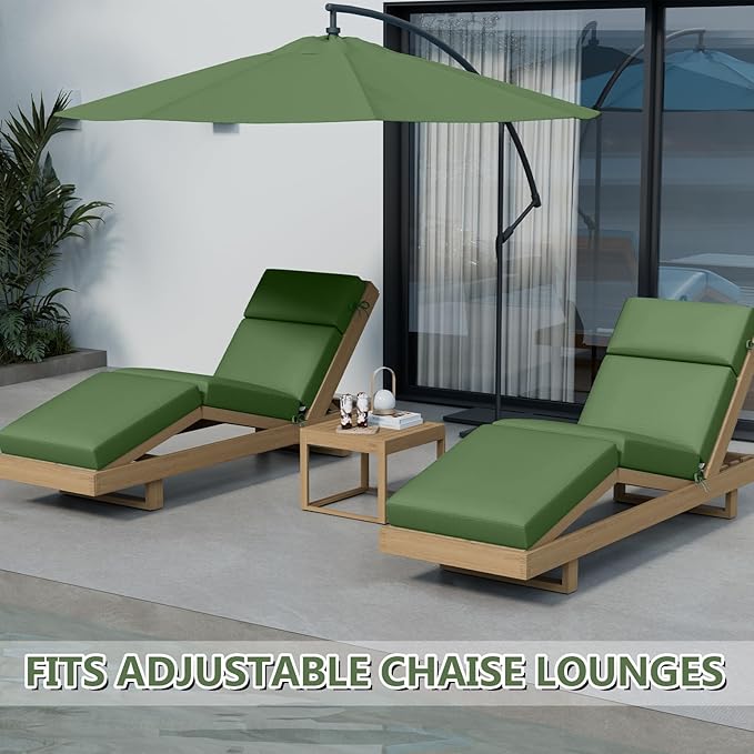 2 Pcs Chaise Lounge Cushions Outdoor, 72 x 21 x 4 Inch Lounge Chair Cushions for Outdoor Furniture - Waterproof Lounge Patio Replacement Cushion, 4In Fade-Resistant ThickPatio Chaise Lounge Cushion