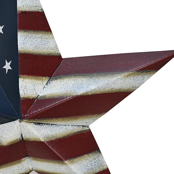 Veclotch 4th of July Metal Barn Star Yard Sign Outdoor Lawn Decor, Patriotic US Flag Star Barn Hanging Ornament Garden Signs