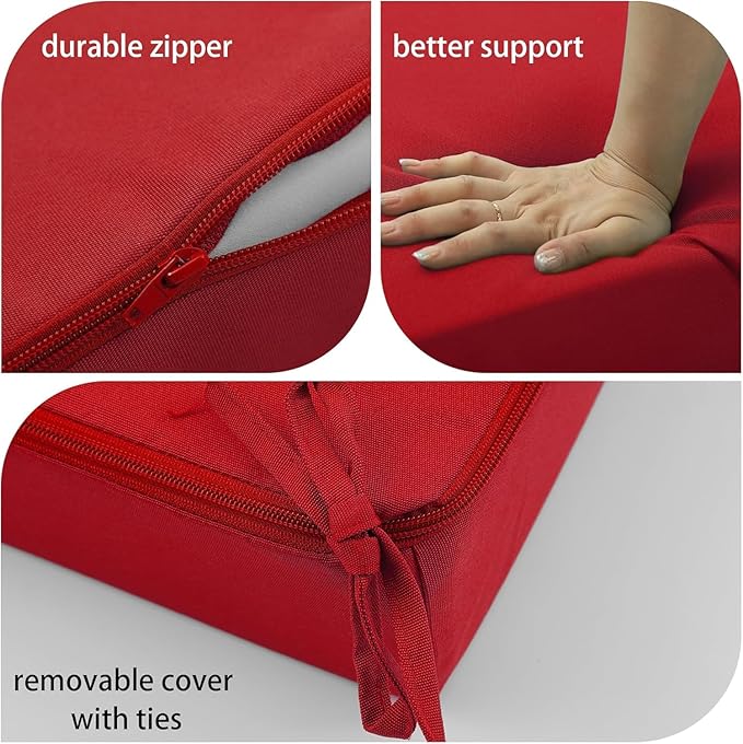 Outdoor Cushions for Patio Furniture, Outdoor Seat and Back Cushion, Waterproof Hampton Bay Deep Seat Replacement Couch Cushions for Garden Lawn, 24x24 Red