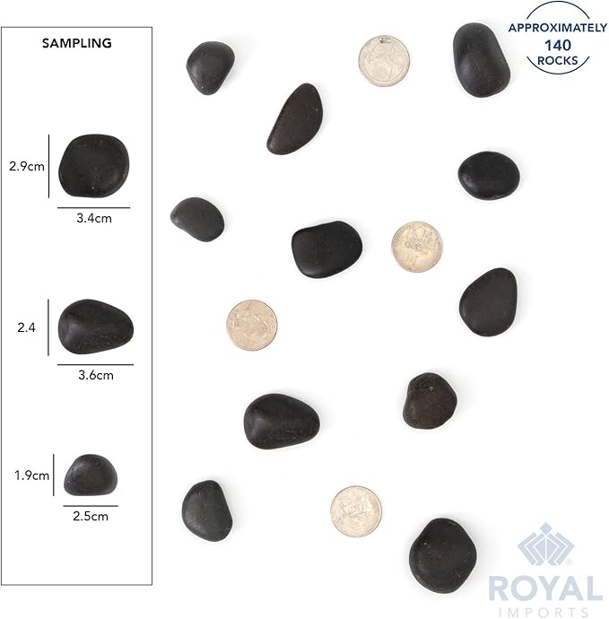 River Rocks Decorative Ornamental Vase Filler Aquarium Gravel Black, Medium 5 lbs - Landscaping Pebbles for Indoor Plants, Fish Tank Gravel, Terrarium & Home Decor, DIY & Crafting – Royal Imports