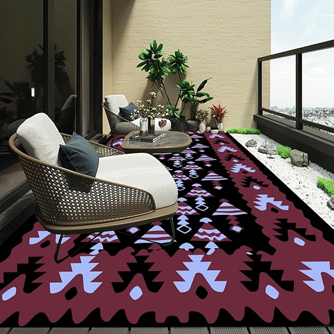 WILDROOTS 5x8 Feet Mushroom Umbrella Plastic Outdoor Rug, Stain Resistant Waterproof Reversible Outdoor Patio Rug, Fade Resistant Camping Rug