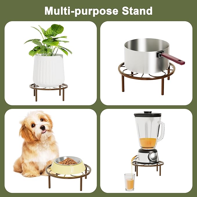 Brown Plant Stand Plant Holder - 10.24'' Short Plant Riser for Garden Courtyard, Heavy Duty Flower Stand for Multiple Plant Indoor or Outdoor.