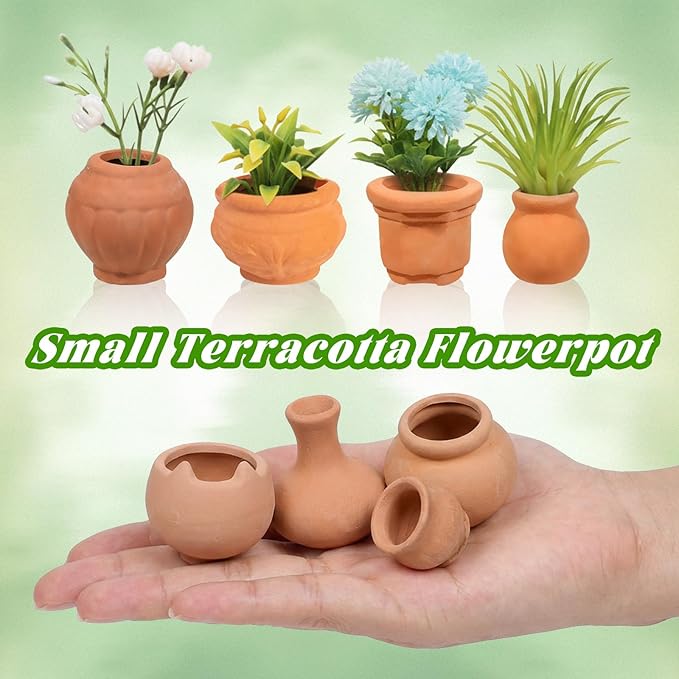 10 Pieces Mini Clay Pots Terracotta Clay Small Flower Mini House Flower Pot for Crafts DIY Garden Plants and Office Desktop