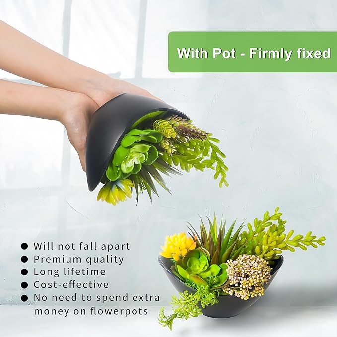 Luxsego Artificial Succulents Plants, Fake Potted Plants - 7.2 Inch Faux Succulents, Artificial Plants & Greenery for Hone Garden, Table Desk Shelves, Bathroom, Office Decorations(1 Pot)