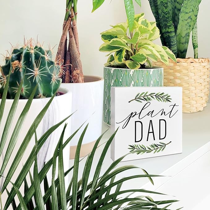 Plant Lover Desk Wooden Box Sign Decor, Plant Dad, Plant Garden Decor Home Office Desk Decoration Gardening Gardener Planter Plant Lover Gifts for Women Dad, Fathers Gifts for Dad